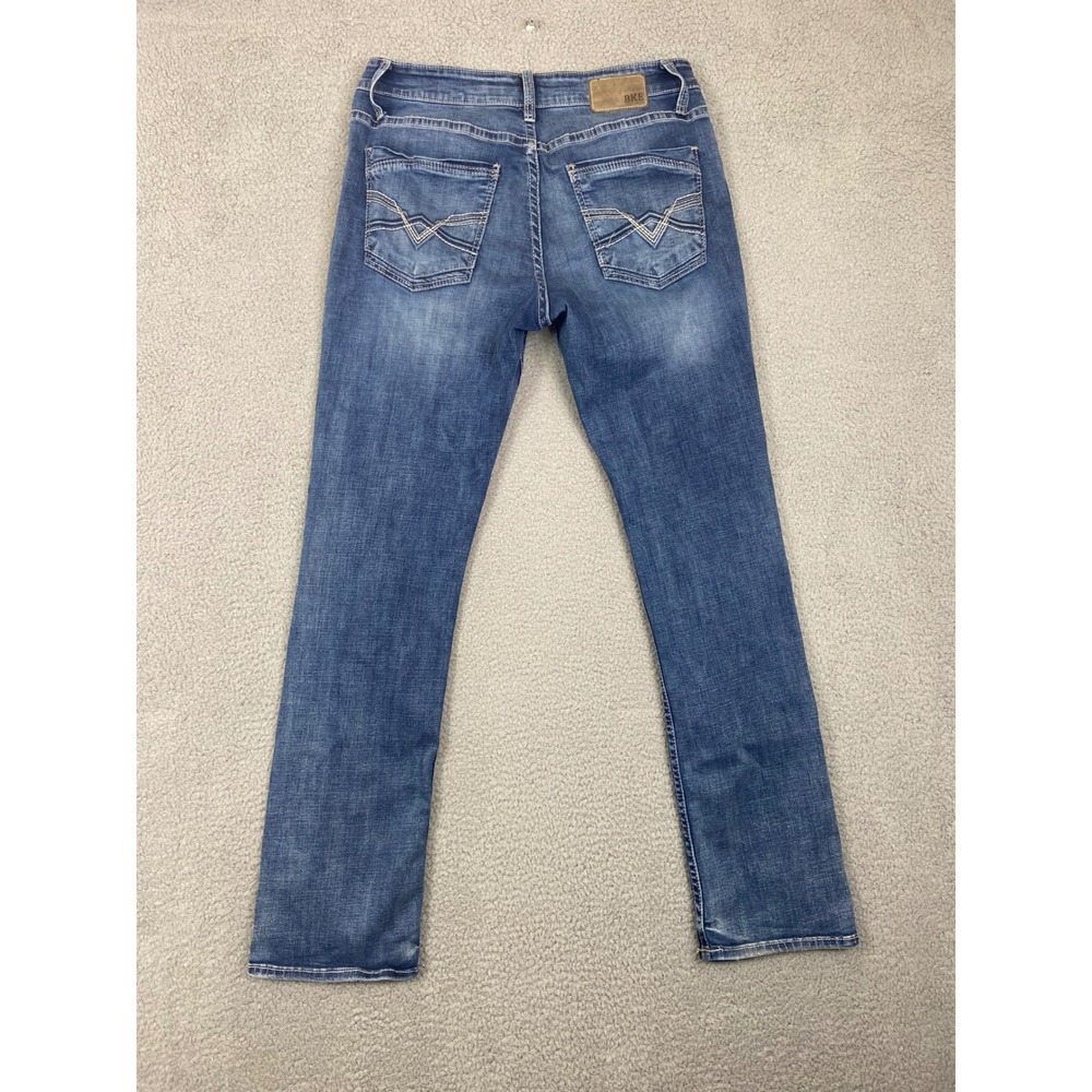 BKE Jake Straight Leg Jeans Mens 34x34 Medium Wash Whiskered Denim - Picture 10 of 12